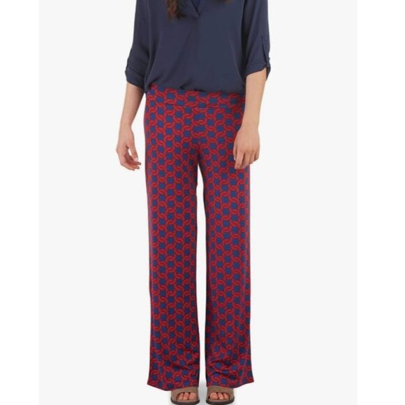 Mud Pie Harlow Navy Print Palazzo Pants - Picture 1 of 11